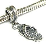 Sterling Silver Beach Sandal Flip Flop Slipper Dangle Bead Charm For Pandora Troll Chamilia Biagi European Jewelry