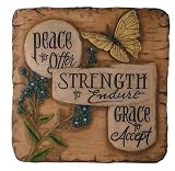 Peace, Strength and Grace Colored Inspirational Stepping Stone and Wall Plaque