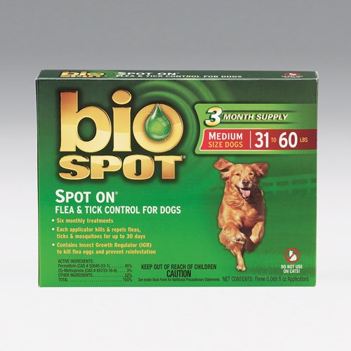 Bio Spot SPOT ON Flea and Tick Control for Dogs 31-60 lbs - 3 pack