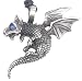 Blue Crystal Eye Dragon Whelp Pewter Pendant Necklace
