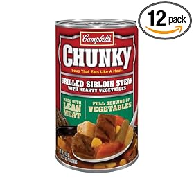 Campbell's Chunky Grilled Sirloin Steak & Vegetables Easy Open, 18.8-Ounce Cans (Pack of 12)