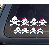 Skull Family Pink Bow and Blue Bow Tie Car Decal / Sticker