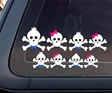 Skull Family Pink Bow & Blue Bow Tie Car Decal / Sticker