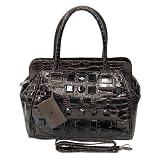 Produkt-Bild: Top Kroko Style Lack Handtasche in braun Kristalle Shopper Bag Tasche von David Jones