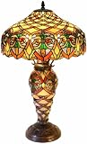 Warehouse of Tiffany 3046-GLS 3 Light Arielle Tiffany Table Lamp Bronze Finish