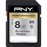 PNY Performance Series 8 GB Class 6 15 MB/s Rated SDHC Flash Memory Card (P-SDHC8G6-GE)