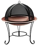 Tall Copper Fire Bowl With Screen, 31.52Hx29.55Wx, COPPER