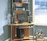 Image of Best Price US Athena,Apollo Corner Wood Computer Desk Tower with Hutch in Pearwood US , Sauder