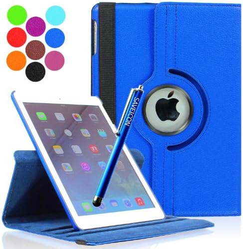 SAVEICON SAWE (TM) Royal Blue PU Leather 360 Rotating Folio Stand Case Cover for Apple iPad Air iPad 5 (With Auto Wake/Sleep Smart Cover Function) + Long Stylus
