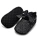 Ecosin Baby Girl Soft Sole Bowknot Bling Bling Shoes Prewalker Socks Sneakers (11/0-6months, Black)