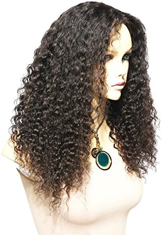 Emi Hair Glueless Deep Wave Brazilian Virgin Human Hair Lace Front Curly Wig with Baby Hair for African American Women 130% Density(8 Inch #1 Jet Black wig)