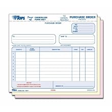 TOPS 3-Part Purchase Order Forms, 8.5 x 7.63 Inches, Carbonless, Phantom Rule, 50 Sheets, White and Canary, (3821)