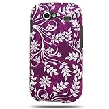 Hard Snap-on Shield RUBBERIZED With PURPLE LEAF FLORAL Design Faceplate Cov ....