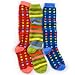 Women's Three Piece Microfiber Fuzzy Missmatched Knee High Socks in Multi-Colored Str...