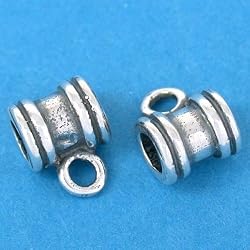 2 St. Silver Med Bali Tube Slider Jewelry Bail 3mm Hole