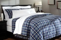 Pinzon 160-Gram Yarn-Dyed Flannel Twin Duvet Cover, Blue Plaid
