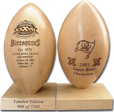 Buy Tampa Bay Buccaneers Super Bowl XXXVII Champions 5 8 Scale Laser Engraved Wood Football by FansEdge