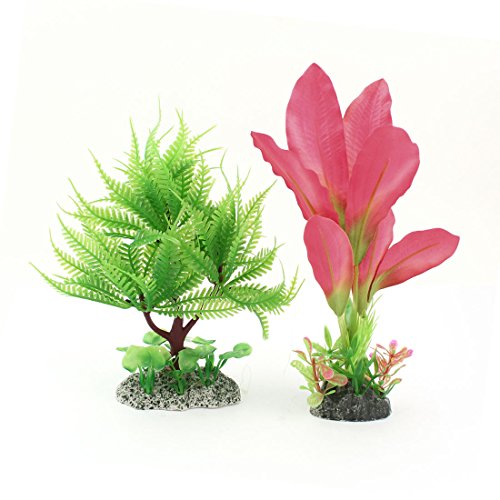 Fabric Plastic Aquarium Underwater Plant 7.8inch 2Pcs Fushsia Green