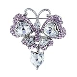 Pugster Butterfly Heart Rhinestone Brooches Pin