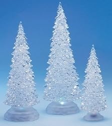 3-Piece Icy Crystal Battery Operated Lighted LED Color Changing Christmas Trees