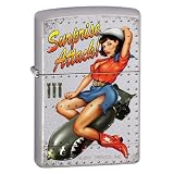 Zippo Surprise Attack-Pin Up Girl Satin Chrome Lighter, 7291