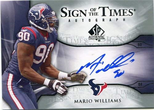 Mario Williams Autographed/Signed 2009 SP Authentic Card