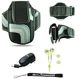 Black Adjustable Deluxe Sportband / Workout Armband with Adaptable Neck Str ....