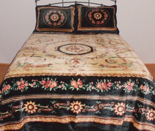 SureSoft 100-Percent Super Soft Polyester Raschel Coverlet Set, Queen/King, Black