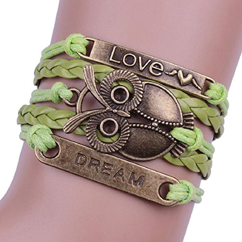 Susenstone®Infinity Dream Love Anchor Leather Cute Owl Charm Bracelet