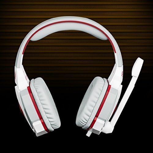 JVICE JV-HD5001WH Professional 3.5mm PC Gaming Stereo Noise Canelling Headset Headphone Earphones with Volume Control Microphone HiFi Driver For Laptop Computer Blue (White+Red)