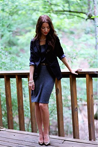 Wenxuan Women's Boyfriend Blazer Tailored Rolled Up Sleeve Coat Jacket