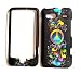 Rainbow Wave Peace Sign on Black Rubberized Snap on Hard Protective Cover Case For HTC T-Mobile G2 GSM T-Mobile