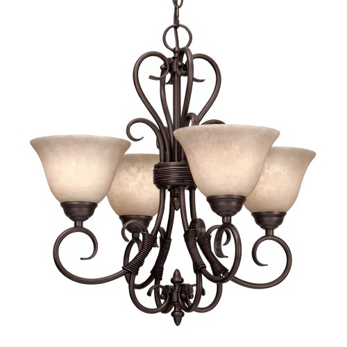 Golden Lighting 8606-GM4 RBZ Homestead Mini Chandelier, Rubbed Bronze Finish