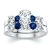2.50 CT PEAR DIAMOND W ROUND BLUE SAPPHIRE RING SET