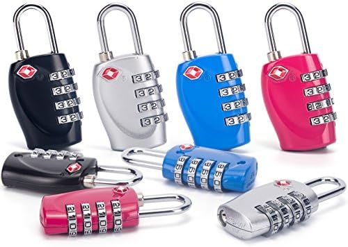 Combination Lock 4 Digit Padlock, TSA Approved Luggage Locks for Travel School Gym Locker, Suitcase Baggage,Filing Cabinets,Toolbox,Case, 2 Pack (Silver)