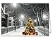 One Jade Lane - Lighted Tree in the Snow, Set of 20 Holiday Cards & Envelopes, 5x7, Heavy Stock.