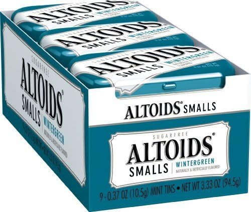 Altoids Smalls Sugar Free Wintergreen Mints, 0.37-Ounce Tins (Pack of 9) by Altoids [Foods]