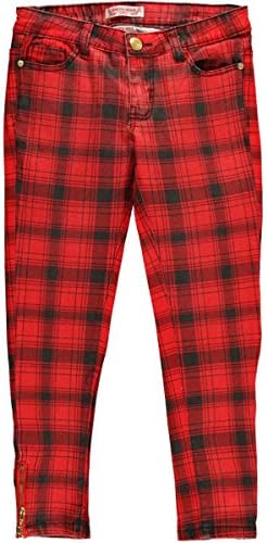 Crystal Vogue Big Girls' "Punk Plaid" Skinny Jeans - red, 10
