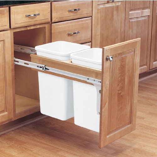 Rev-A-Shelf Double Trash Pullout 35 Quart -Wood, Less Bins (4WCTM-18DM2)