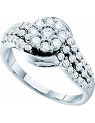 0.75ctw White Diamond Flower Ring 14K White Gold