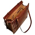 Cognac Jack Georges Sienna Woven Collection Dowel Tote with Woven Panels'