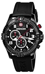 Wenger Men's 77053 Squadron Chrono Black Ion-Plating Rubber Strap Watch