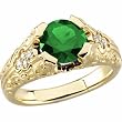 14K Yellow Gold Chatham Created Emerald and Diamond Ring