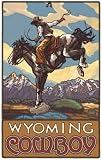 Northwest Art Mall 11 x 17 Poster Bucking Horse Cowboy Wyoming by Paul A. Lanquist
