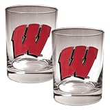 Wisconsin Badgers 2 Piece Rocks Glass Set NCAA College Athletics