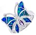 Sterling Silver, Synthetic Opal Inlay Butterfly Ring, w/ Marquise Shape Amethyst CZ, 5/8 (16 mm) wide, size 6