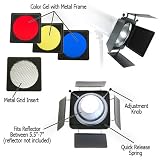 Fotodiox Universal Barn door Barndoor Kit with Honeycomb grid (45 Degree) and Color Gels for Alien Bees Alienbees Strobe Light with 5.5" - 7" Reflector
