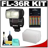 Olympus FL-36R Electronic Flash with Flash Diffuser + Batteries + Cleaning  ....