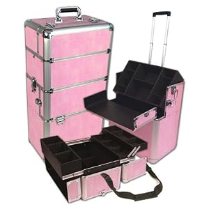 SHANY Pink snake skin rolling makeup case with wide trays - Premium Collection