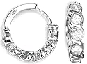 STERLING SILVER CLEAR CZ HUGGIE EARRINGS